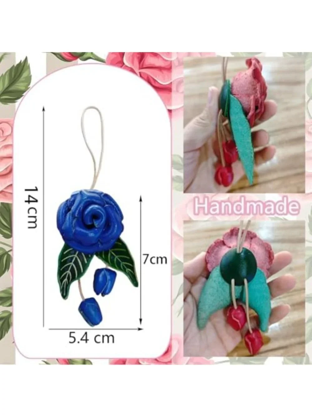 Handcrafted Leather Flower Bag Charm | Boho Keychain Pendant | Unique